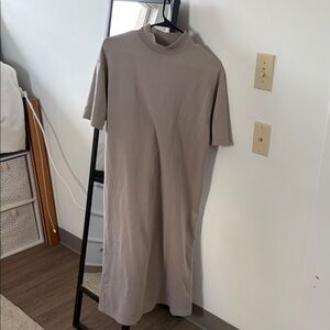 Zara Taupe Short Sleeve Maxi Dress